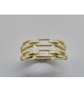 Goud dames ring dubbel schakel motief mt 17¼ - 3223917