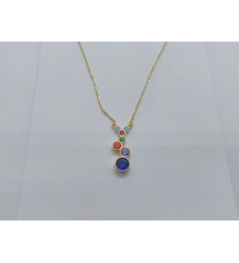Goud anker collier met hanger kleur zirkonia's 42-45 cm - 3223933