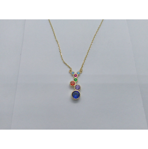 Goud anker collier met hanger kleur zirkonia's 42-45 cm - 3223933
