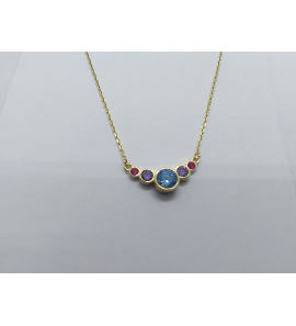 Goud anker collier met hanger kleur zirkonia's 42-45 cm - 3223934