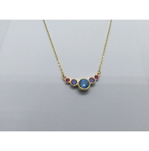 Goud anker collier met hanger kleur zirkonia's 42-45 cm - 3223934