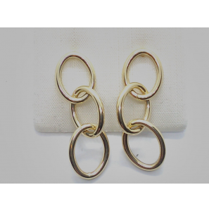 Goud oorstekers met 3 ovale ronde schakels - 3223961