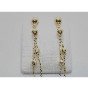 Goud oorstekers met anker ket.en diamante bolletjes - 3223964