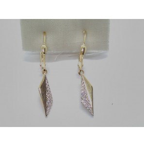 Goud oorhangers vieber met half zirkonia - 3223967