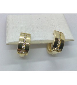 Goud klap-creolenmet zirkonia 5.4 x 13 mm - 3223969