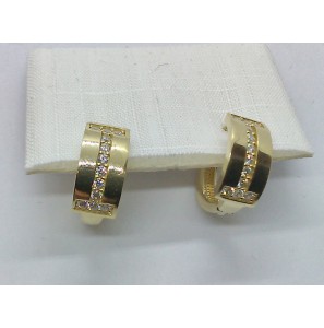 Goud klap-creolenmet zirkonia 5.4 x 13 mm - 3223969