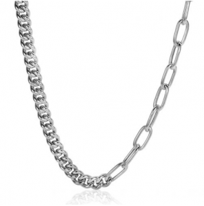 Zinzi zlv. collier half gourmet/paperclip schakel 45 cm - 4