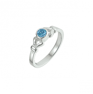 Zilver kinderring met blauw zirkonia mt. 14½ - 54
