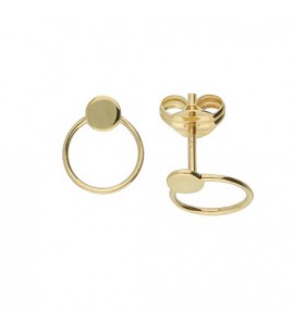 Goud oorknopjes disc open circle 585 - 77