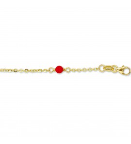 Goud baby bandje anker met 3x bloedkoraal 11-13 cm - 81