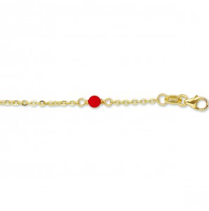 Goud baby bandje anker met 3x bloedkoraal 11-13 cm - 81