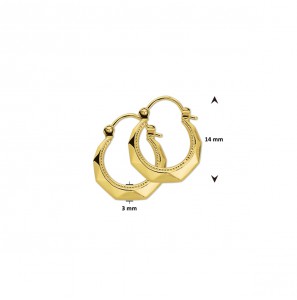 Goud schippers creolen facet/parelrand 16 mm - 92