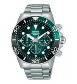 Lorus heren chrono staal bracelet groen 100m WR - 97