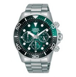 Lorus heren chrono staal bracelet groen 100m WR - 97