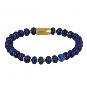 My Bendel Vita elas. kralenarmb. met Lapis Lazuli mt. M DB - 116
