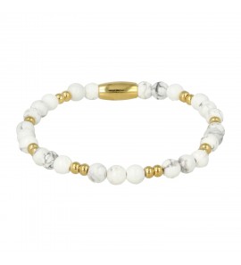 My Bendel Vita elas. kralenarmb. met Howlite mt. M DB - 117
