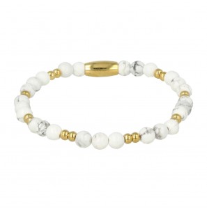 My Bendel Vita elas. kralenarmb. met Howlite mt. M DB - 117