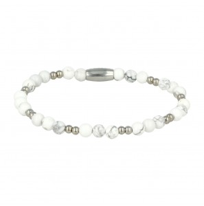 My Bendel Vita elas. kralenarmb. met Howlite mt. M - 118