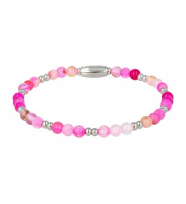 My Bendel Vita elas. armband met rose stripe agaat mt. M - 120