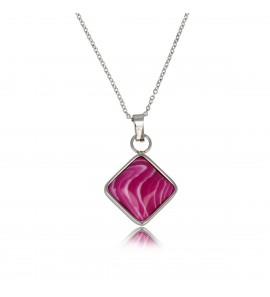 My Bendel Vita ST collier met hanger Rose Stripe Agaat  42+5 cm - 137