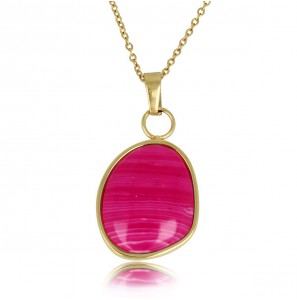 My Bendel Vita DB collier met hanger Rose Stripe Agaat 42+5 cm - 139