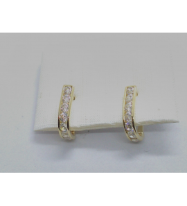 Goud oorhangers met zirkonia&#39;s 2.7x12.5 mm - 149