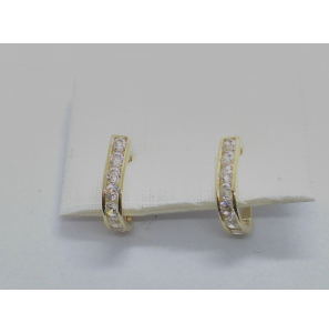 Goud oorhangers met zirkonia&#39;s 2.7x12.5 mm - 149