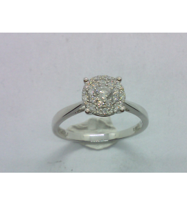 Goud wit dames ring rozet met 0.42 crt WE-P2 mt. 58 - 160