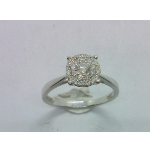 Goud wit dames ring rozet met 0.42 crt WE-P2 mt. 58 - 160