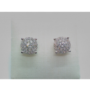 Goud wit oorstekers rozet met 0.84 crt WE-P2 - 162