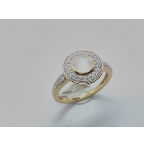 Goud dames ring met maansteen 1.24 crt en 0.31 crt WE-P2 mt. 17 - 164