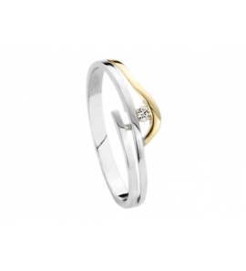 Goud Bicolour dames ring met 0.03 crt. WE-SI mt. 17¼ - 165