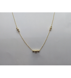 Goud anker collier met 3x3 facet bolletjess 42-46 cm - 171