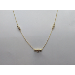 Goud anker collier met 3x3 facet bolletjess 42-46 cm - 171