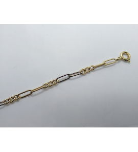 Goud bicolour armband gourmet en paperclip schakels 5.2 mm 19½ cm - 176