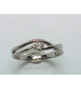 Wit goud dames ring fantasie met 0.125 crt, H-SI mt. 17½ - 179