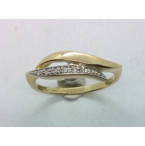 Goud dames ring fantasie met 0.037 crt. H-SI mt. 17½ - 184