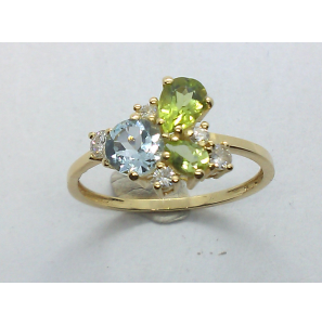 Goud dames ring met 0.22 ct. H/SI  en Topaas en Piridot - 185