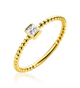 ZINZI GOLD bolletjes ring met vierkante zirconia mt. 54 - 312