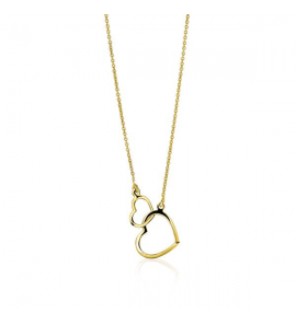 ZINZI GOLD collier met twee hartjes in elkaar 41/43 cm - 313