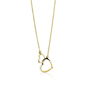 ZINZI GOLD collier met twee hartjes in elkaar 41/43 cm - 313