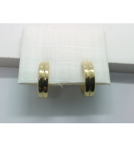 Goud klap oorring dub.buis 14x3.7 mm - 324