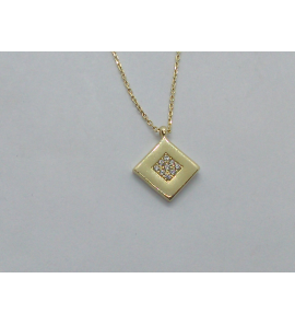 Goud collier met hanger vierkant zirkonia - 340