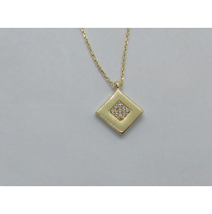 Goud collier met hanger vierkant zirkonia - 340
