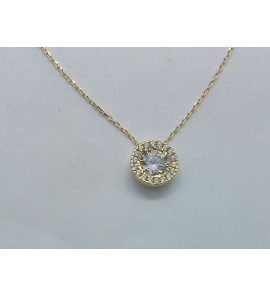 Goud collier met hanger antourage zirkonia - 341