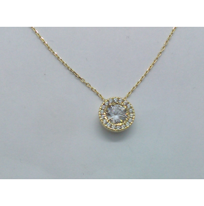 Goud collier met hanger antourage zirkonia - 341