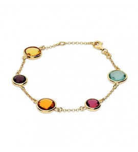 Zilver armband geel verguld met citrien,en Amethist en piridot 19 cm - 360
