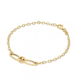 Zilver armband geel verguld hangende ovalen 19 cm - 362