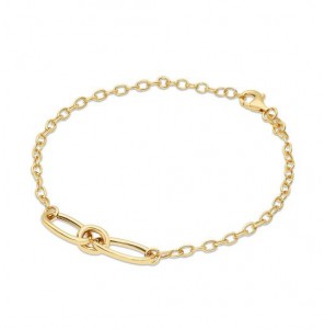 Zilver armband geel verguld hangende ovalen 19 cm - 362