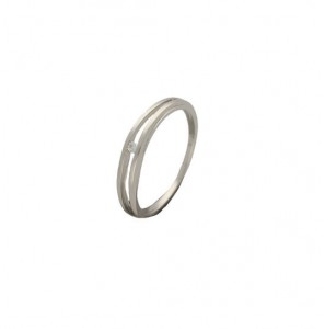 Zilver ring mat/glans met zirkonia - 365